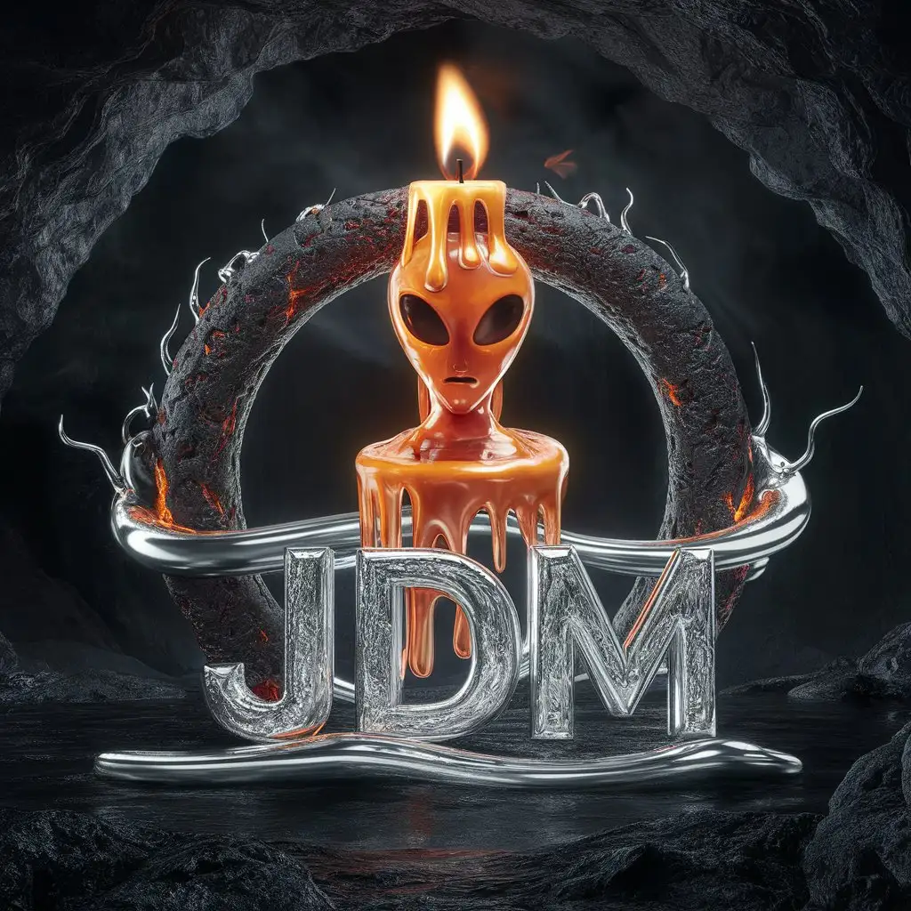 LOGO Design For JDM Dark and Fiery 3D Logo with Volcanic Lava and Mercury Elements