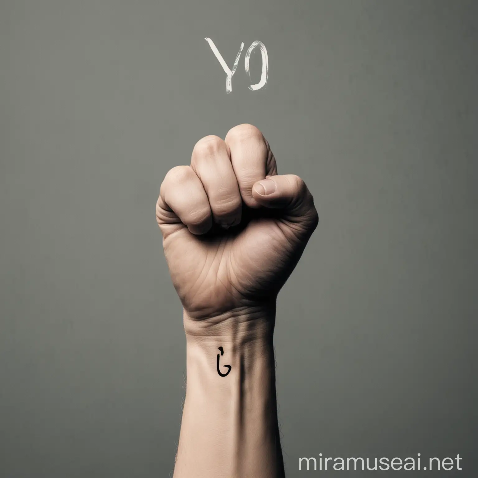 Minimalistic Design of Persons Hand with Letters Y and O