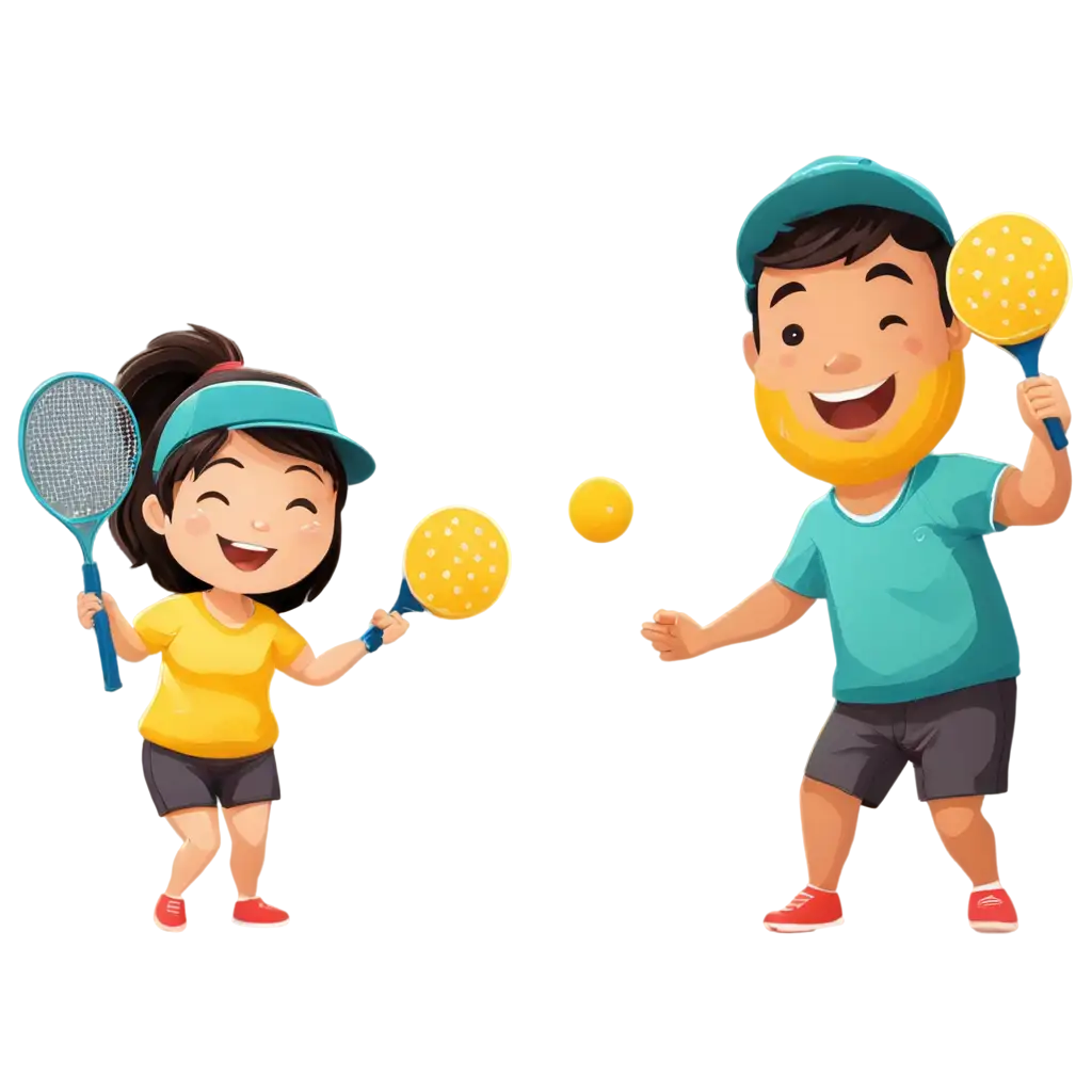 Cheerful-Chibi-Cartoon-Characters-Playing-Pickleball-PNG-Image