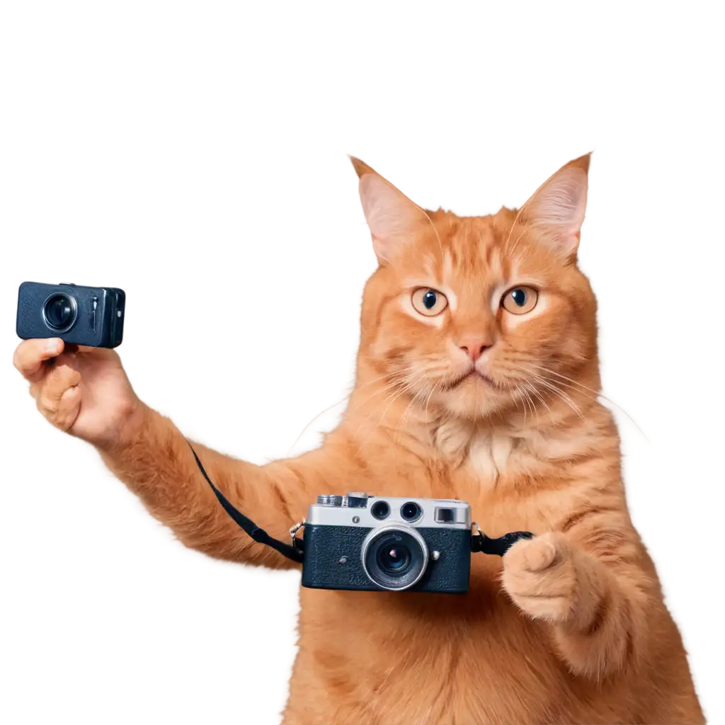 Orange-Cat-Selfie-Holding-Camera-PNG-HighQuality-Image-for-Versatile-Uses