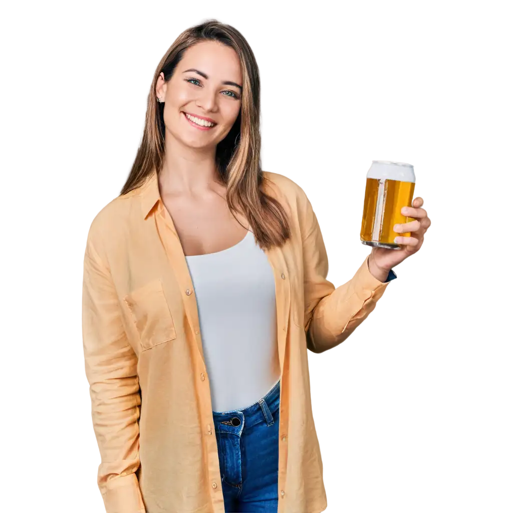 Smiling-Woman-with-Gabriel-Delivery-Beer-PNG-Image-for-Modern-Casual-Interaction