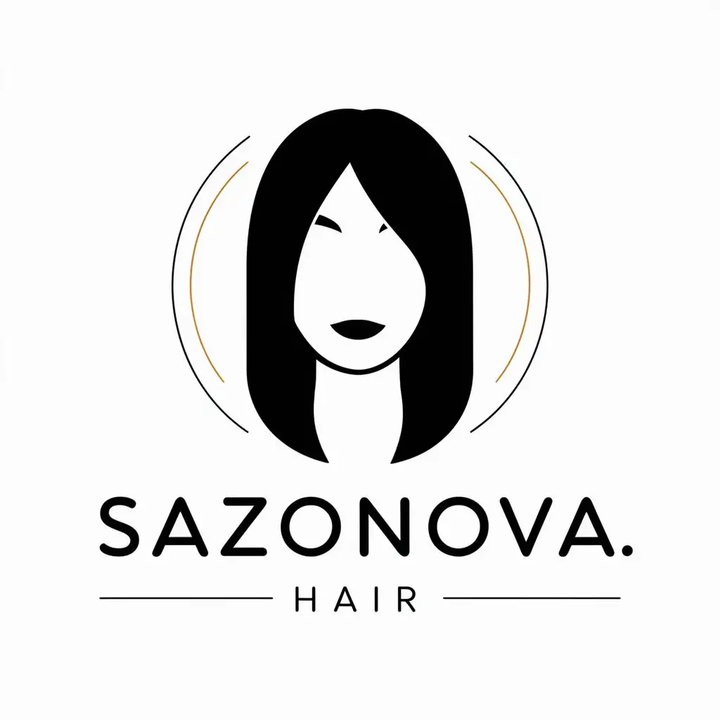 a vector logo design,with the text "Sazonova.hair", main symbol:Straight hair,Moderate,be used in Beauty Spa industry,clear background