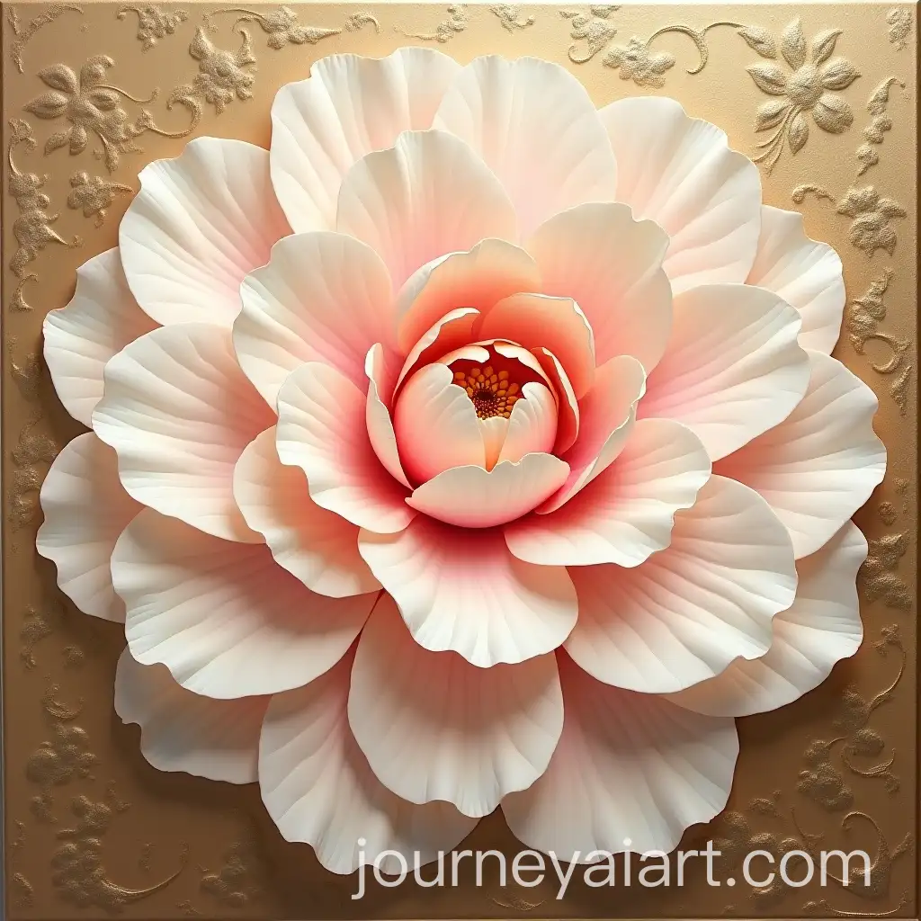 Luxurious-Embossed-Oil-Painting-of-a-Camellia-Flower-in-Ivory-and-Blush-Pink