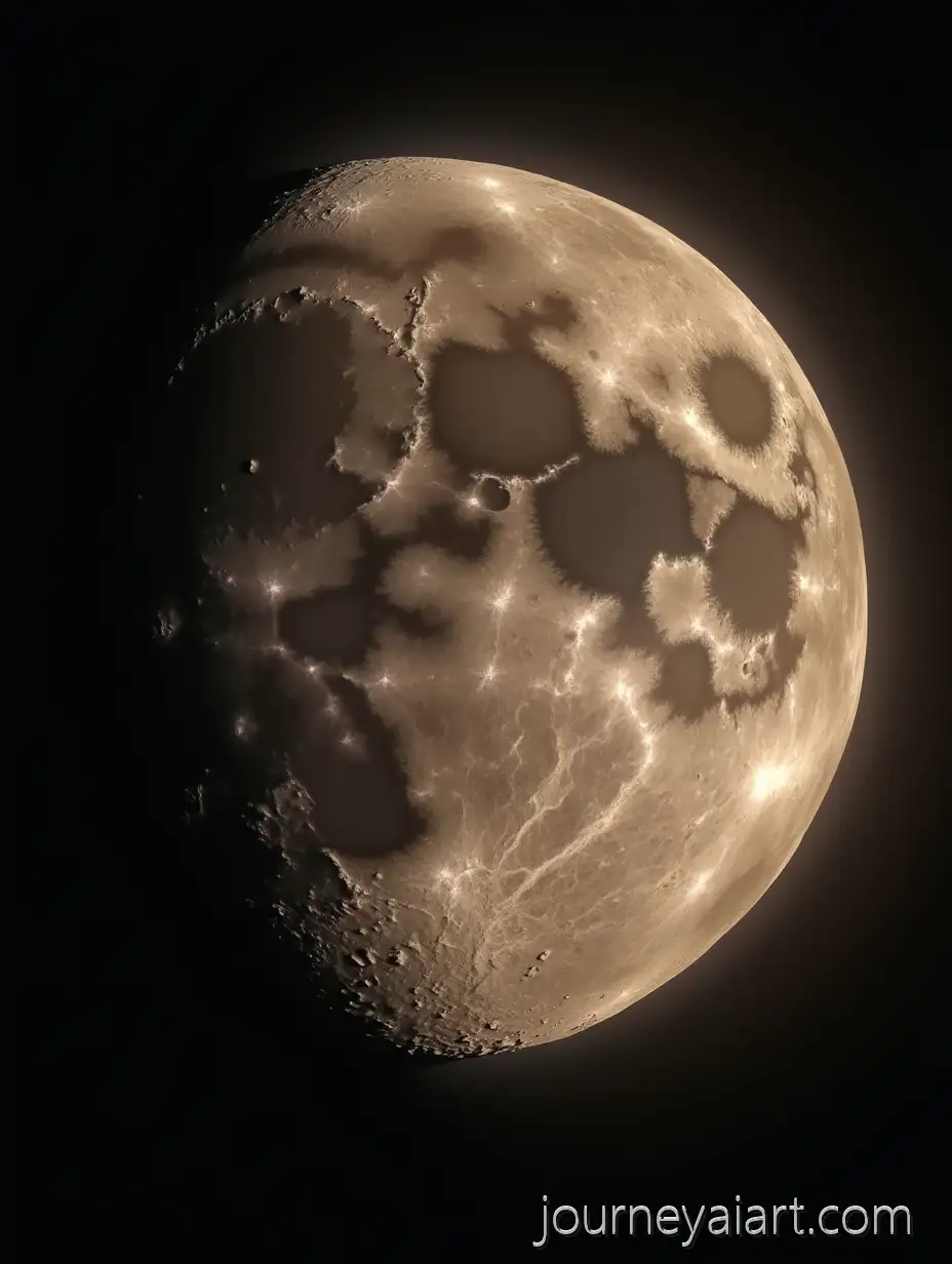 Highly-Detailed-Photograph-of-the-Moon-with-Lunar-Craters-and-Golden-Tones