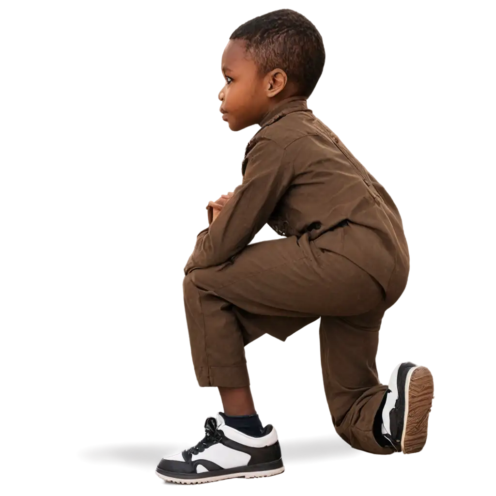 African-Kid-Kneeling-PNG-Image-for-Enhanced-Visual-Storytelling