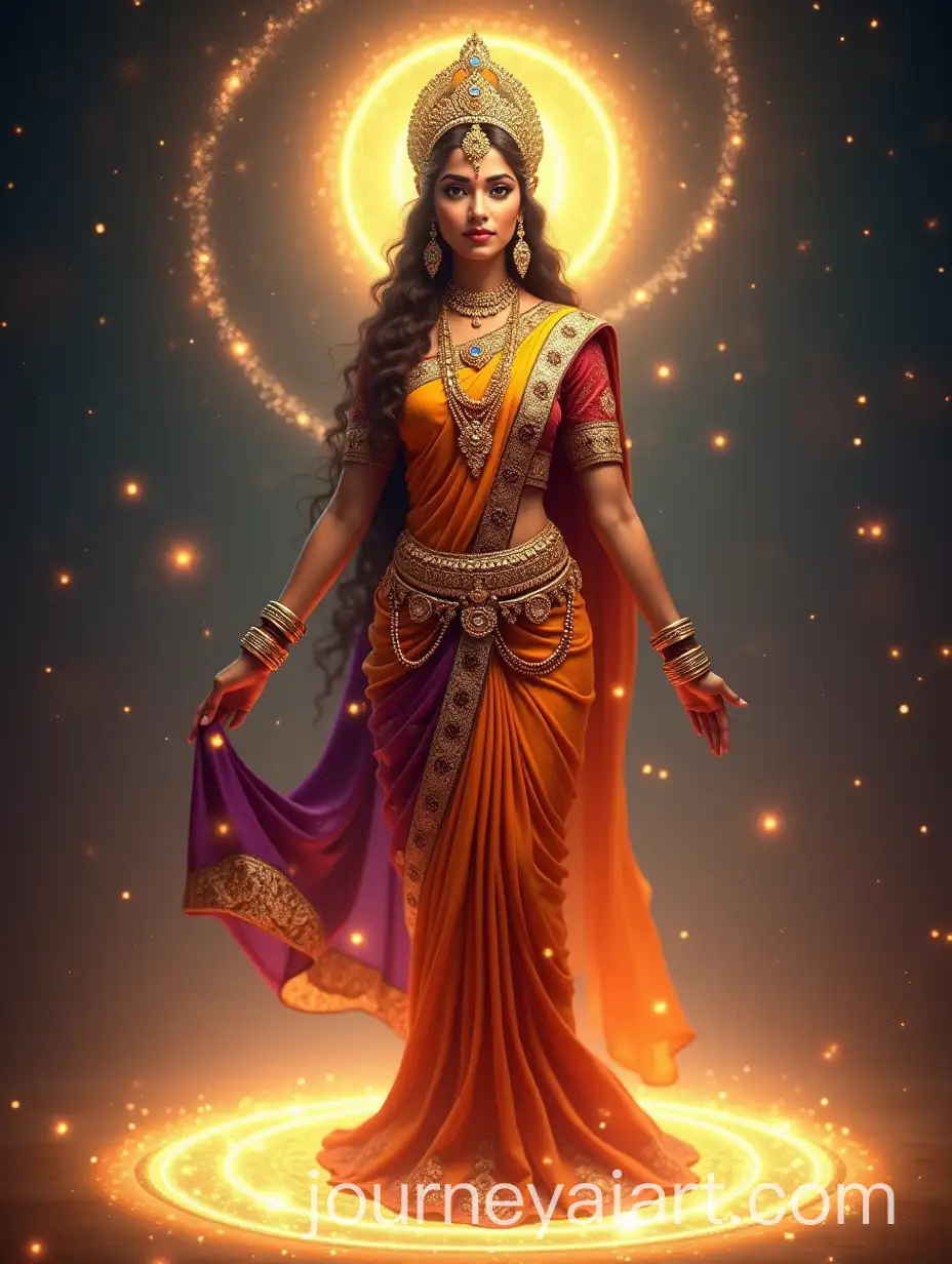 Divine-Goddess-in-Traditional-Indian-Attire-with-Cosmic-Aura