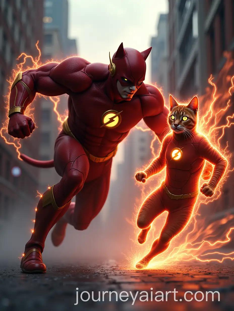 Epic-Battle-Between-a-Giant-Cat-and-the-Flash-in-Urban-Streets