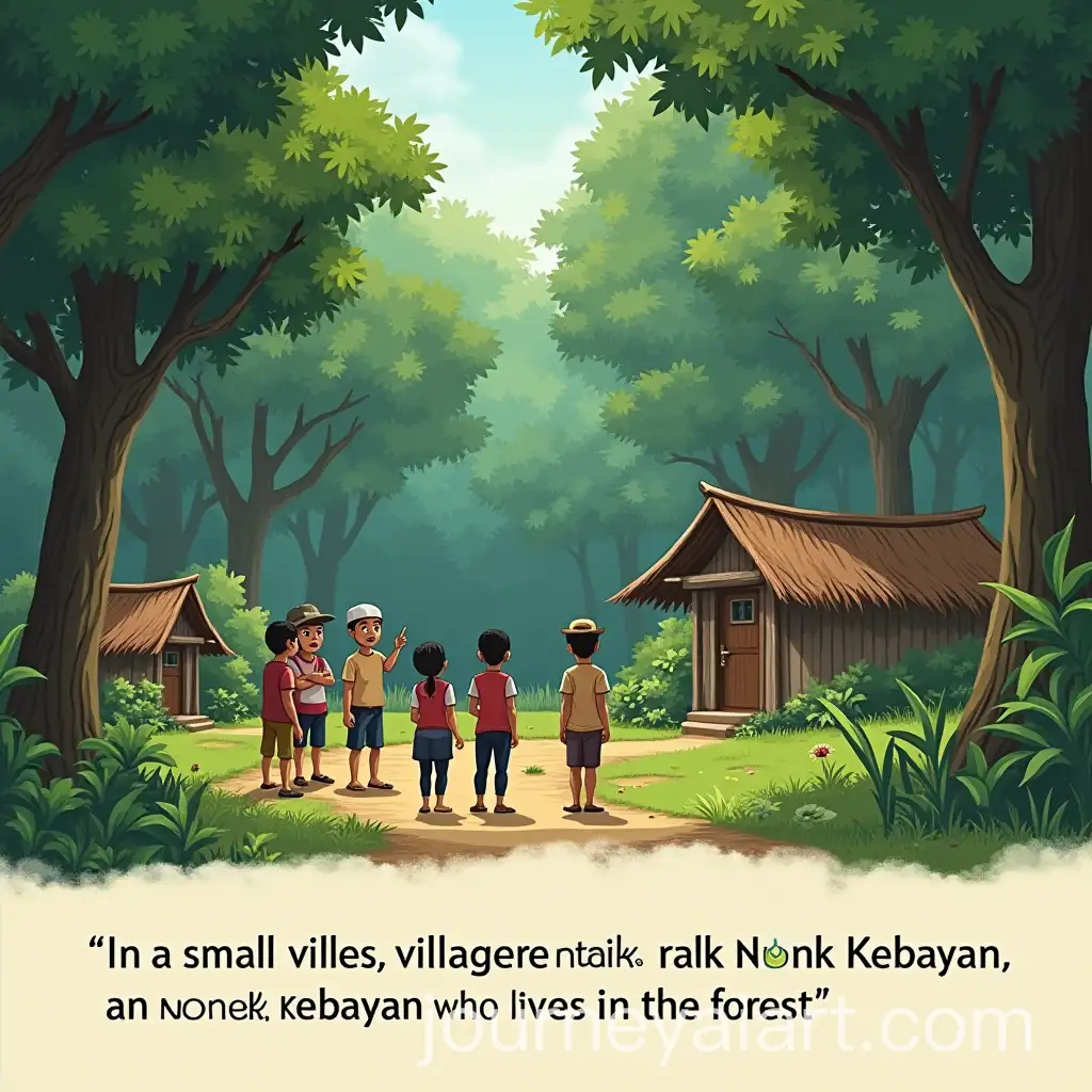 Villagers-Discussing-Nenek-Kebayan-in-a-Peaceful-Village-Surrounded-by-Forest