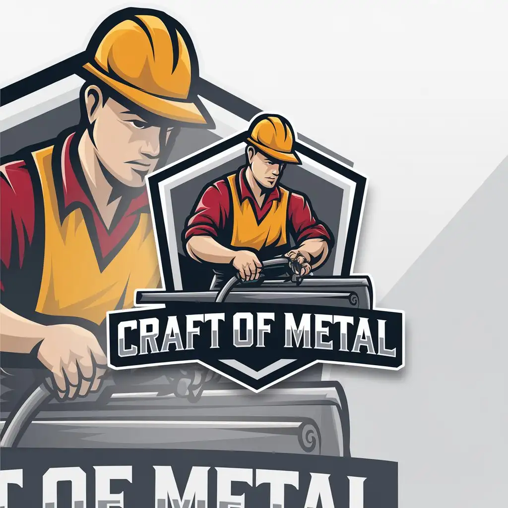 LOGO-Design-for-Craft-of-Metal-Industrial-Strength-with-Worker-and-Metalworking-Theme