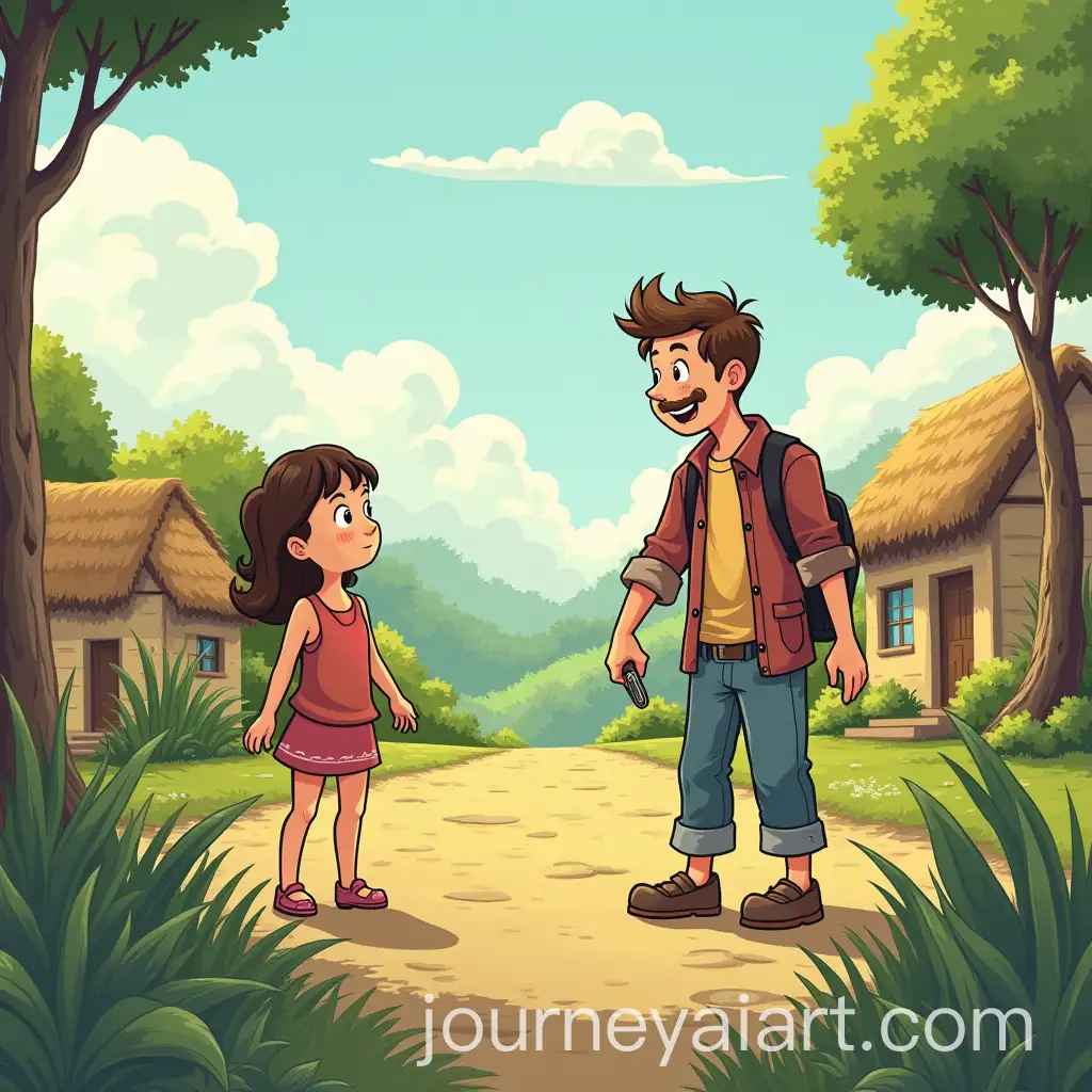 MiddleAged-Man-Cartoon-Searching-for-His-Daughter-in-a-Village