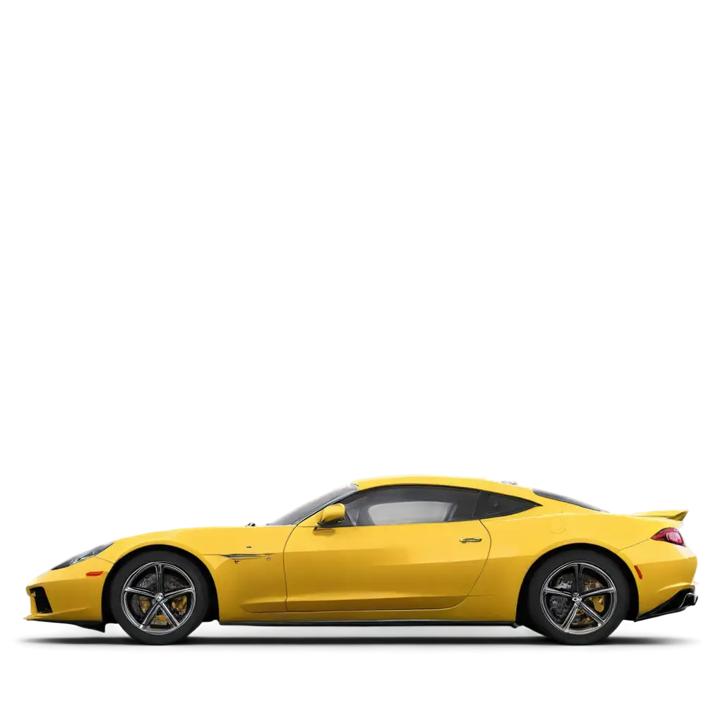 Yellow sports car sided view facing right