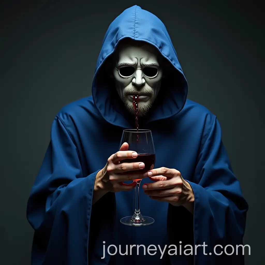 Grieving-Actor-in-Blue-Cloak-with-Wine-Glass-and-Mask