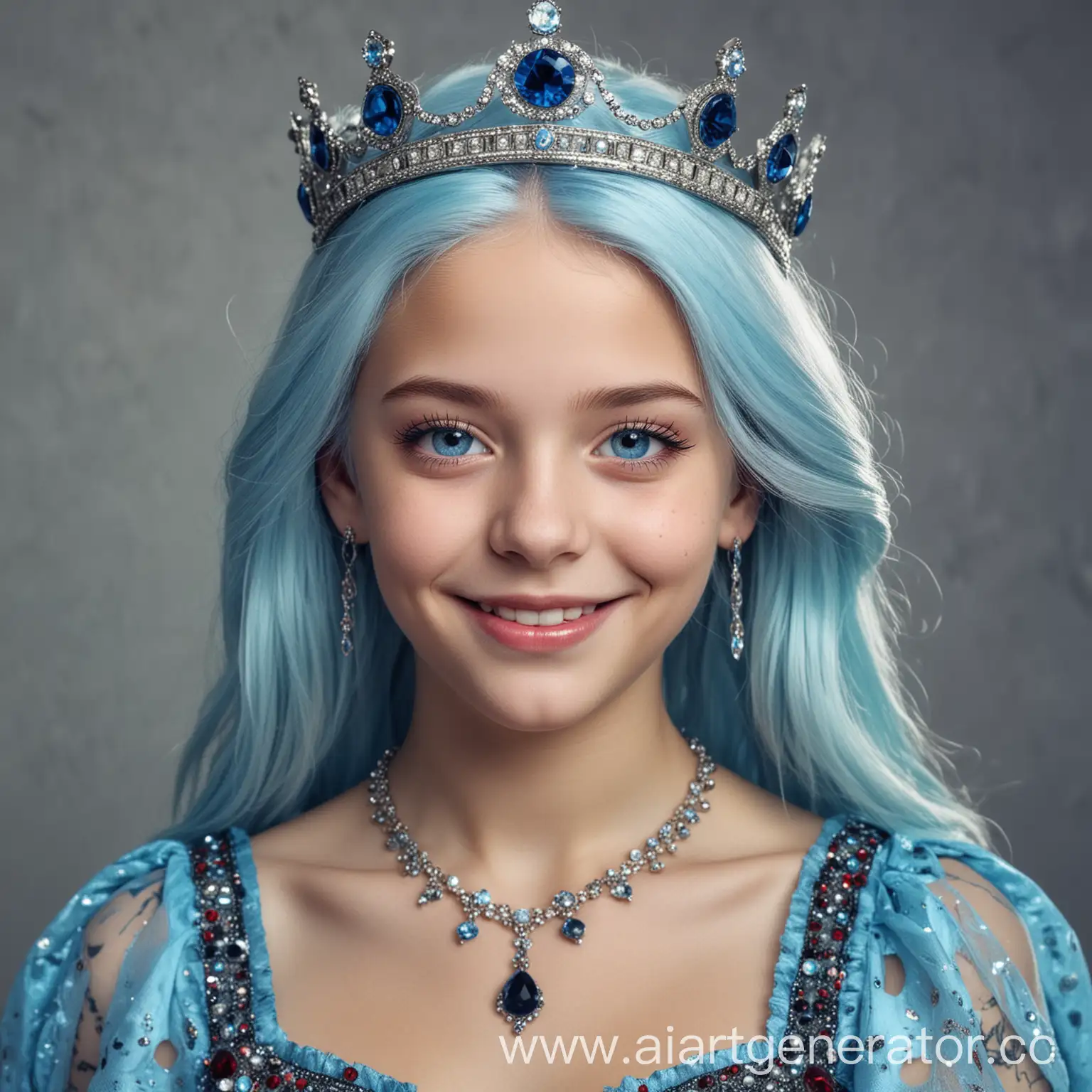 Girl-with-Malicious-Smile-Light-Blue-Hair-and-Crown-of-Blue-Diamonds-and-Rubies