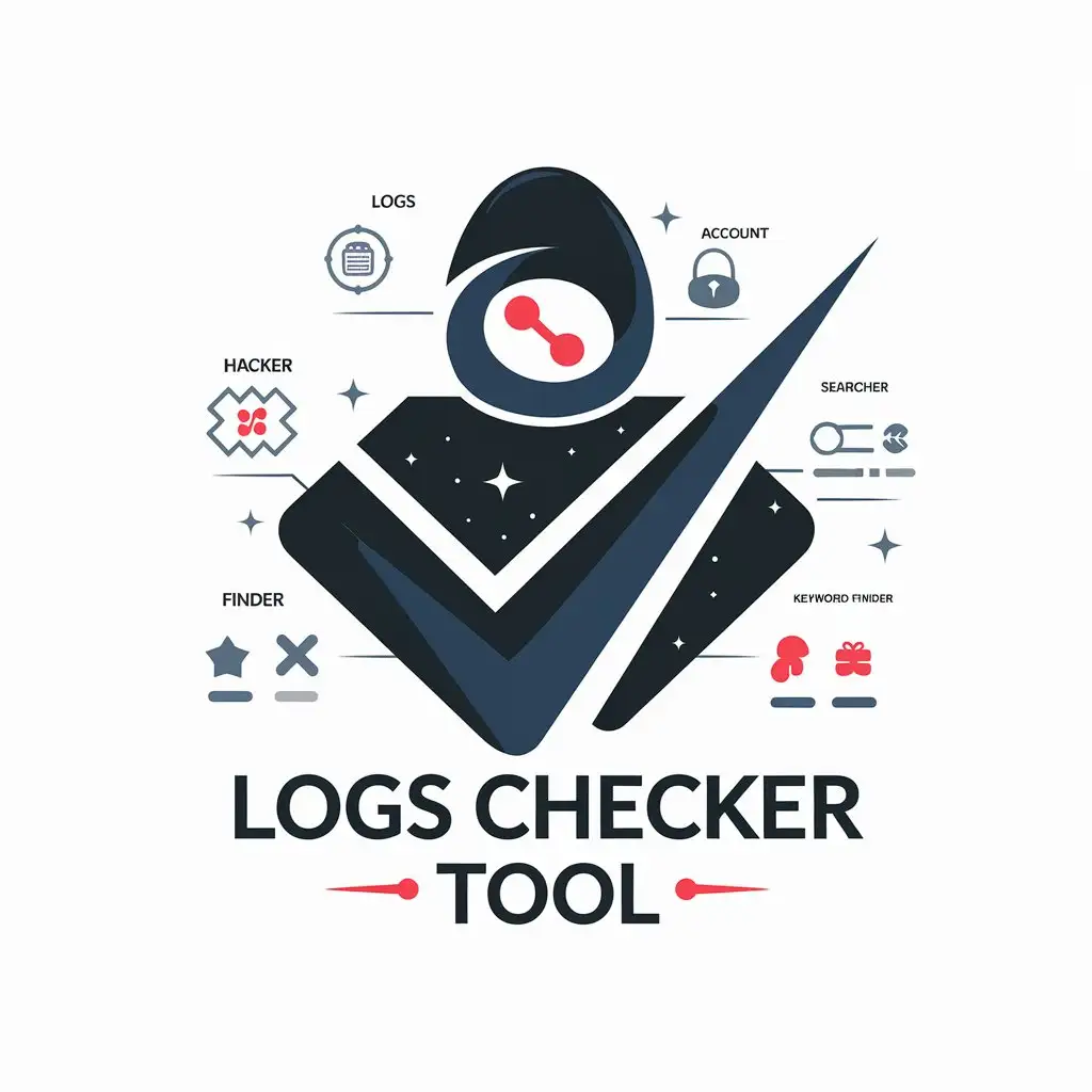 LOGO Design for Logs Checker Tool Dark Blue Red with Checker and Hacker Theme for Christmas