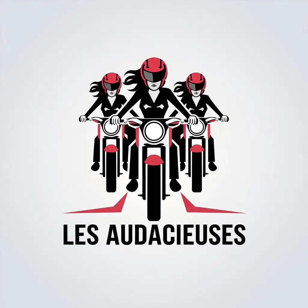 LOGO Design For Les Audacieuses Minimalistic Vector Logo with Three Bold Women in Black and Red