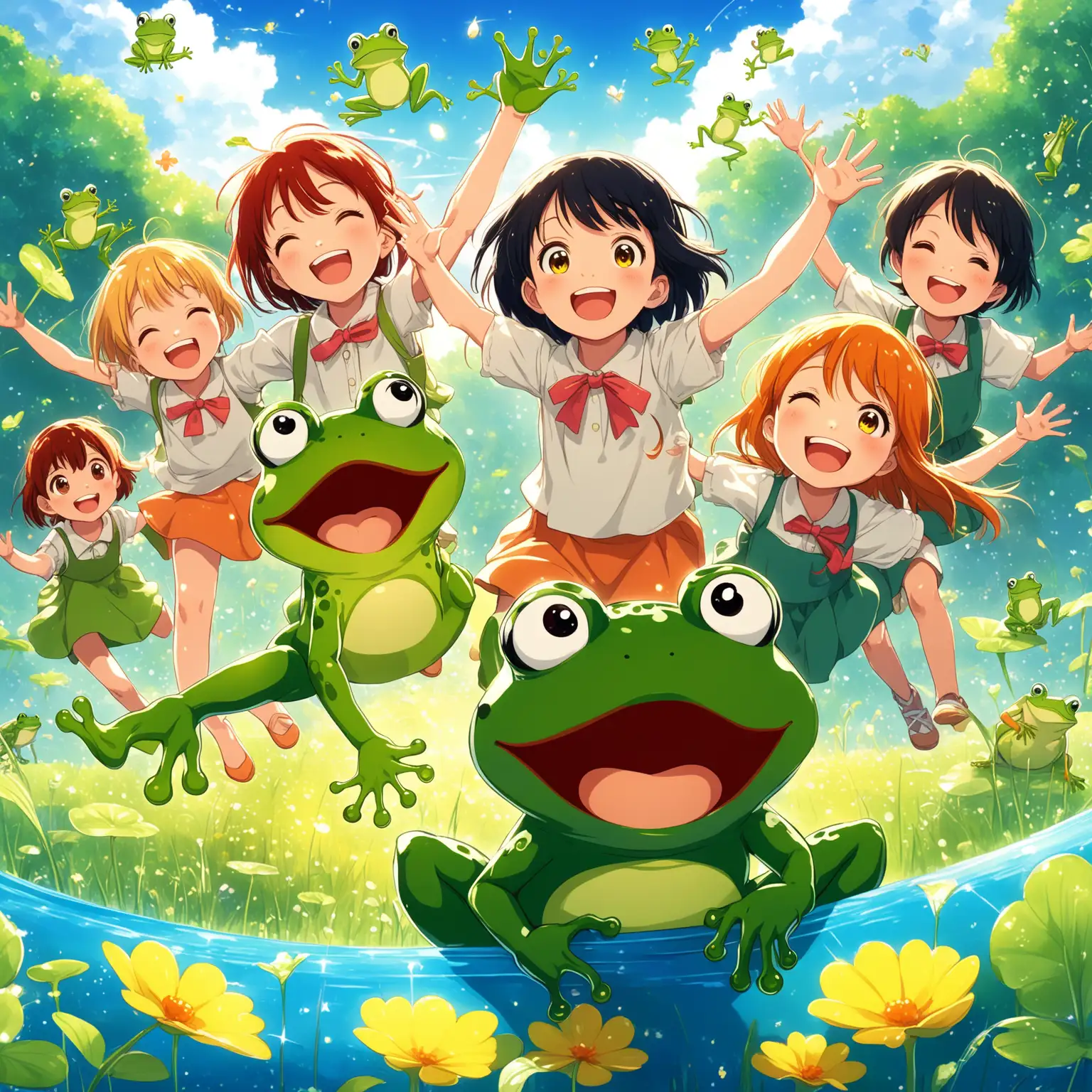 Children-Experiencing-Joyful-Music-with-Frogs-in-a-Vibrant-Anime-World