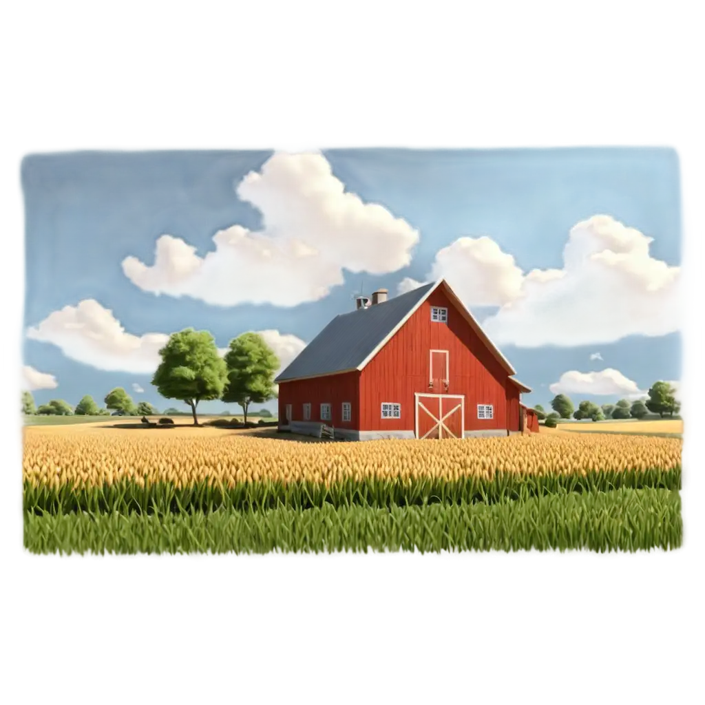 HighQuality-3D-Cartoon-Farm-Scene-PNG-Image-Wheat-Fields-Under-a-Sunny-Sky-with-Clouds