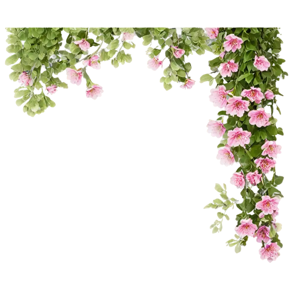 Bushi light Pink flowers and light green leafs hanging from the corner