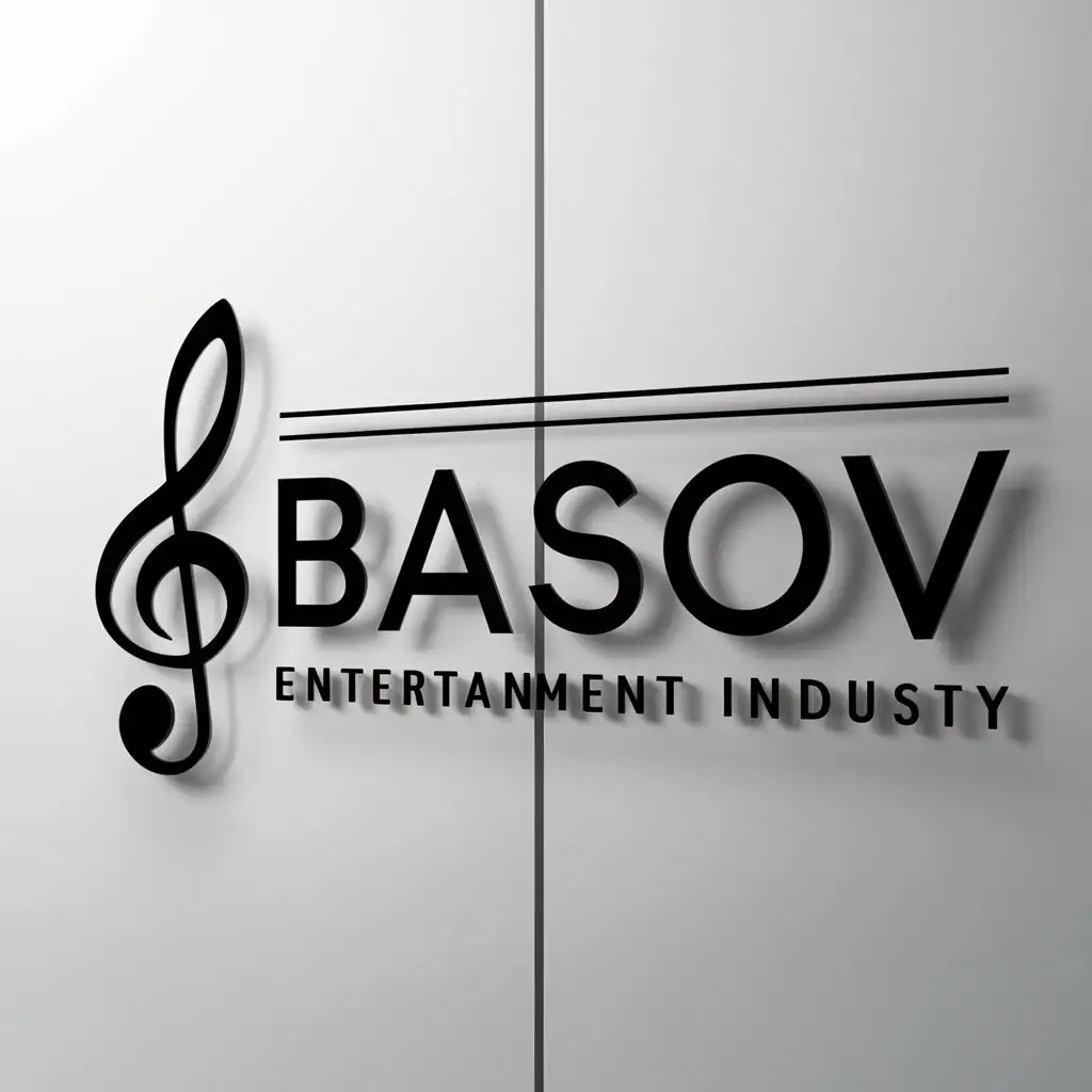 a logo design,with the text "Basov", main symbol:Basses , sound,Minimalistic,be used in Entertainment industry,clear background