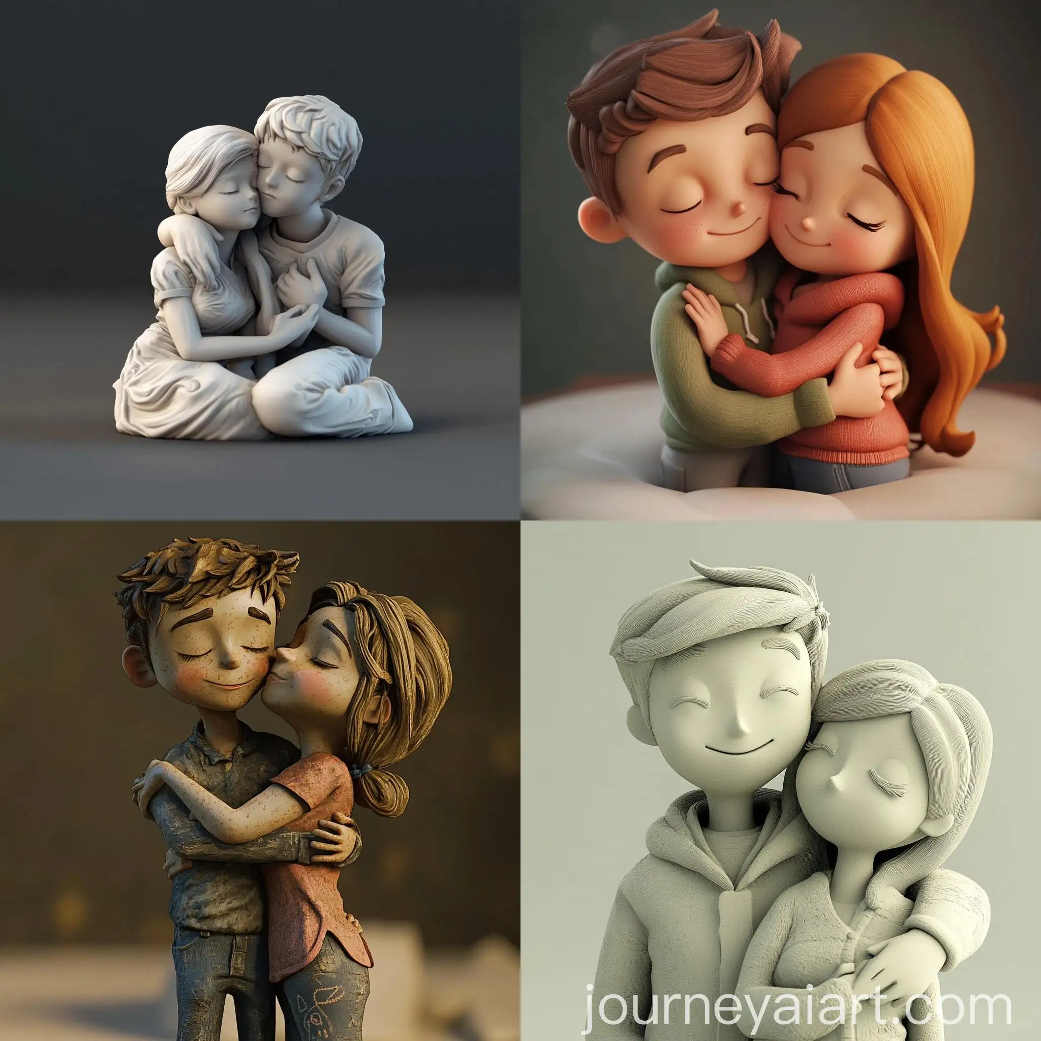 Affectionate-Boy-Cuddling-with-Wife-in-3D-Image