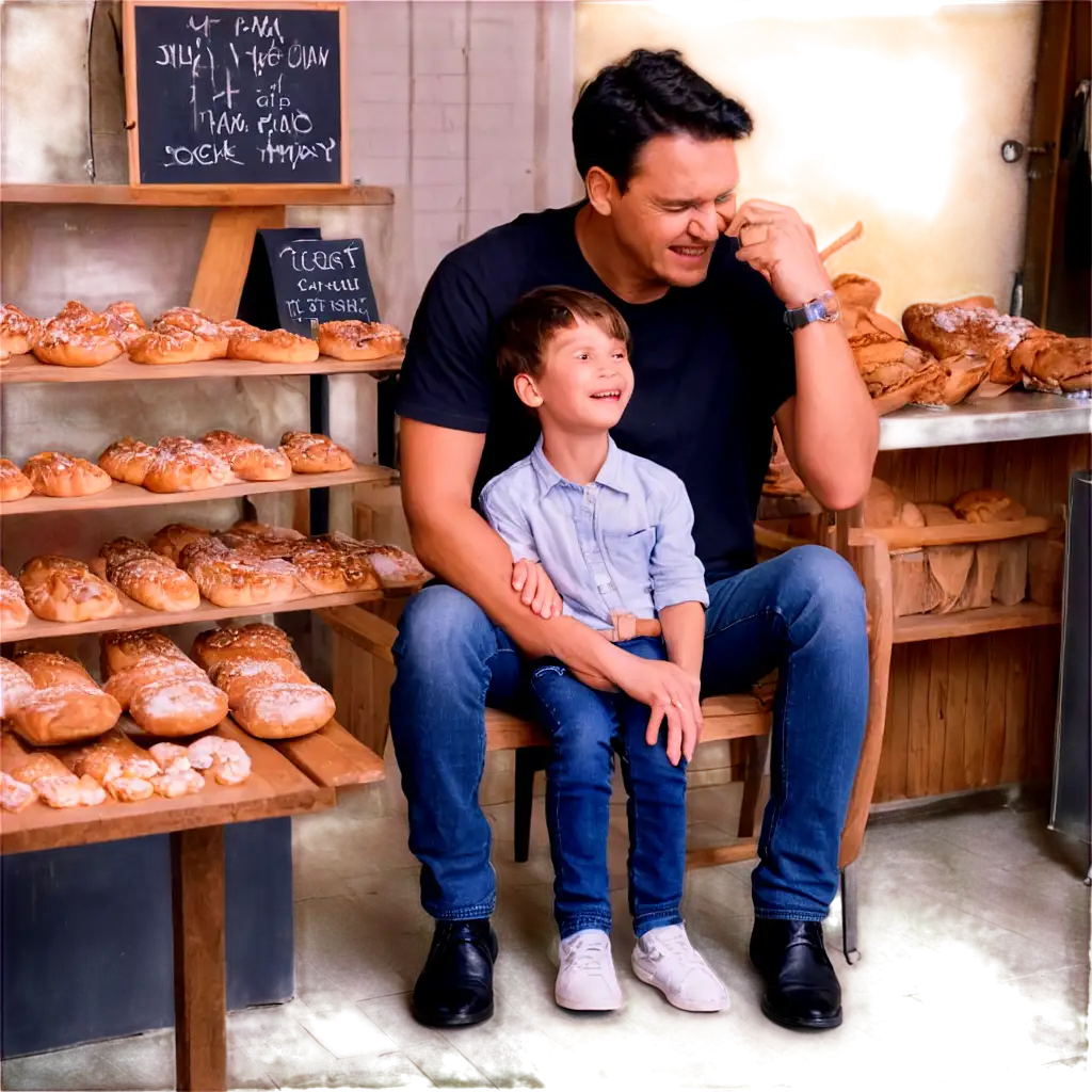 Happy-Child-and-Father-in-Bakery-PNG-Image-Illustration