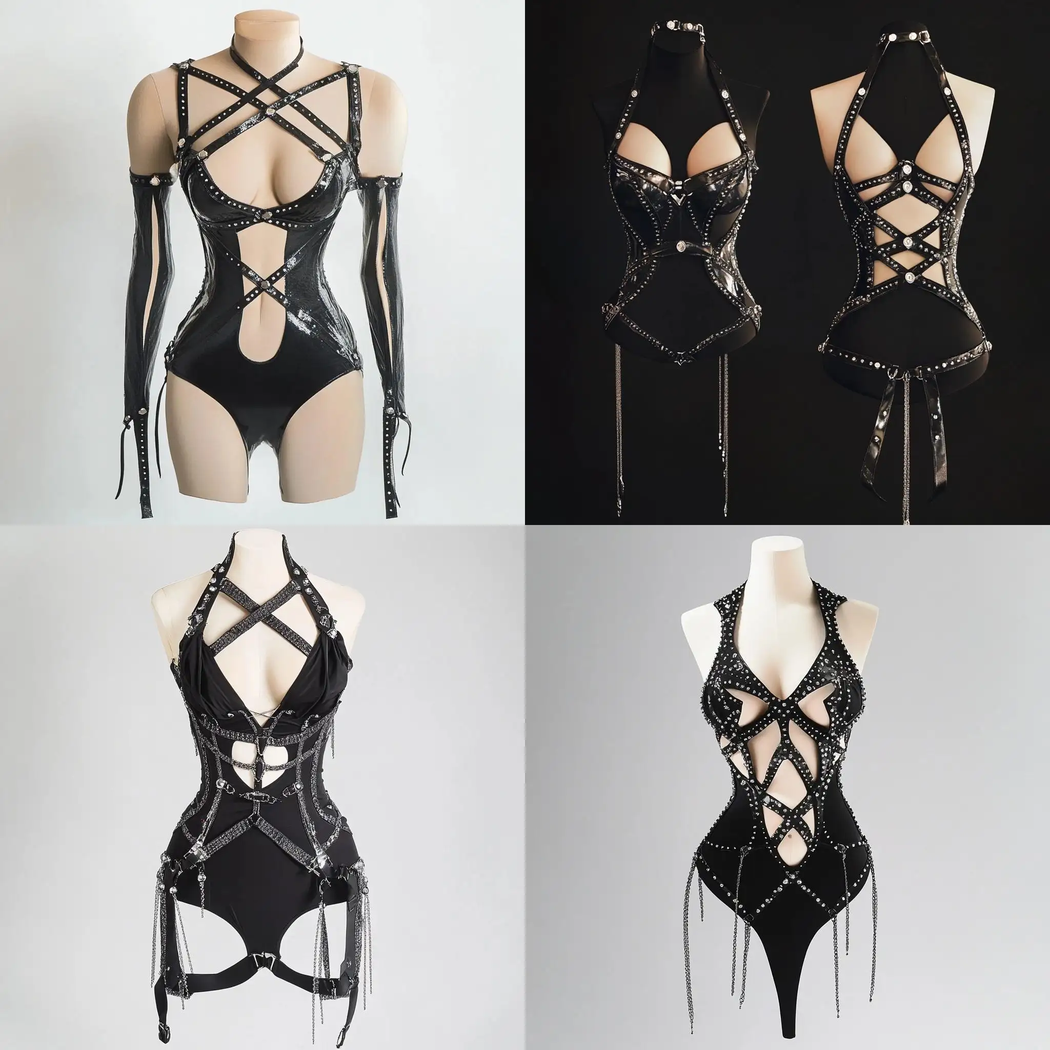 Aerial-Sport-Competition-Costume-with-Asymmetrical-Design-and-CrissCross-Detailing
