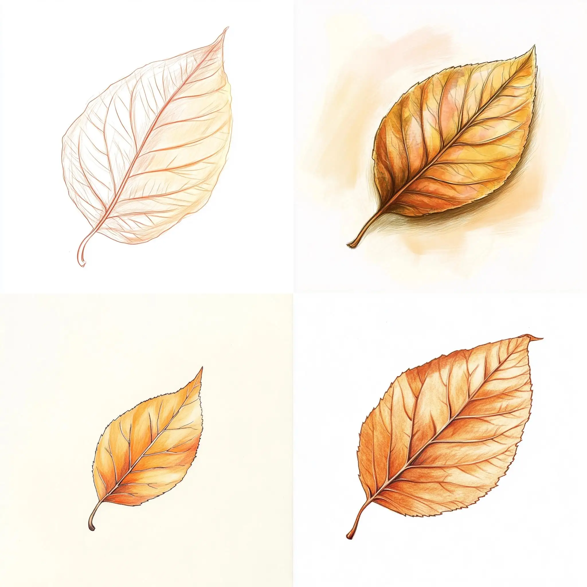 Sketch-Style-Leaf-Drawing-on-White-Background-with-Warm-Colors