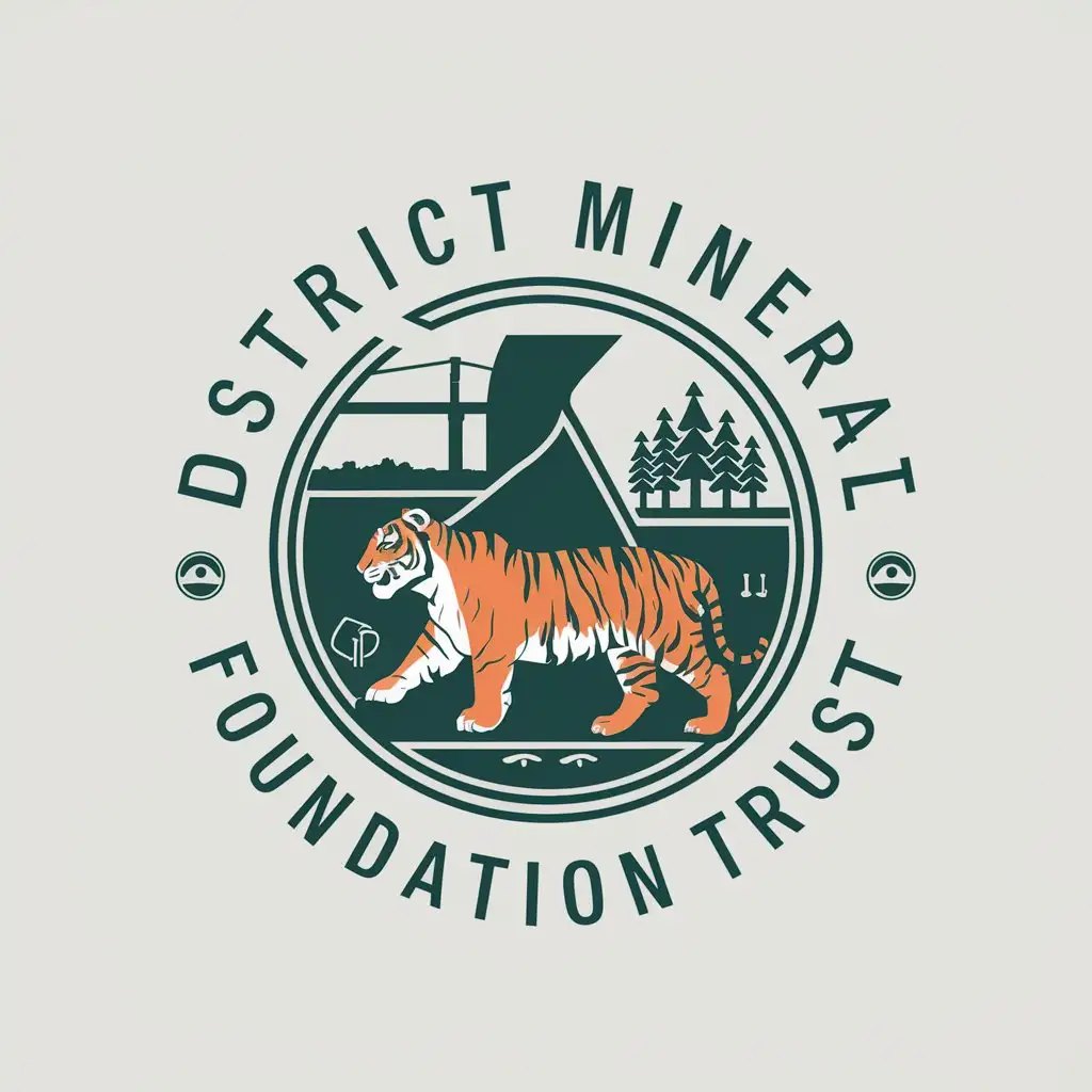 LOGO Design For District Mineral Foundation Trust Tiger Mines and Forest Theme in Vector Art