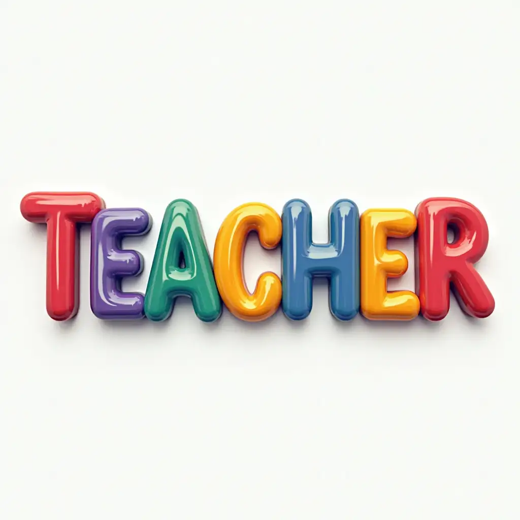 Colorful Bubble Letter Text of the Word TEACHER in 4K Resolution