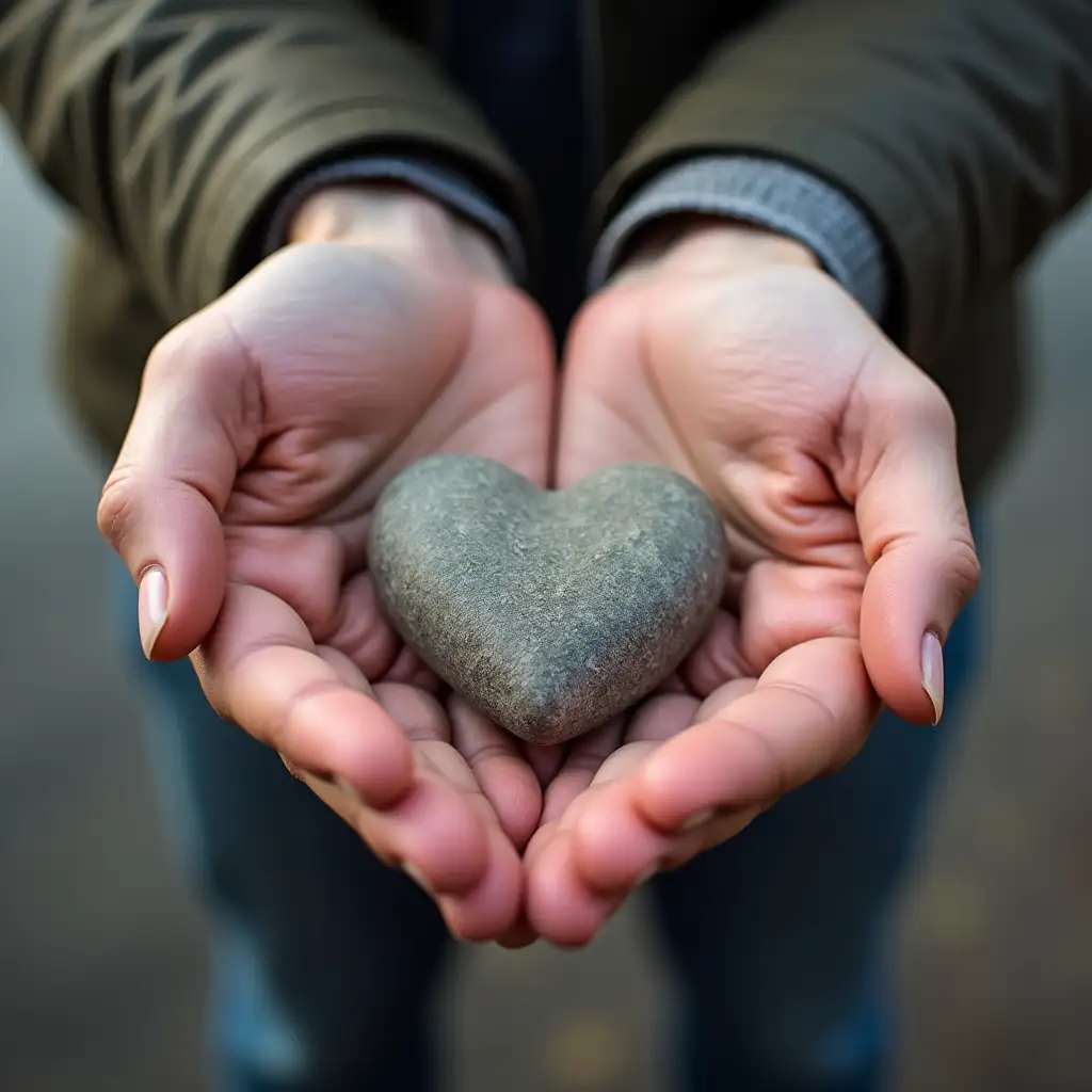 Man-Holding-HeartShaped-Pebble-in-Hands