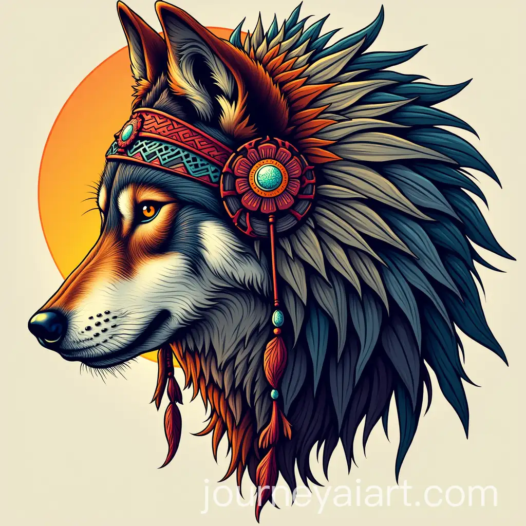 Colorful-Indian-Head-withAI-Art-Prompt-Expansion-Wolf-Album-Cover-Design
