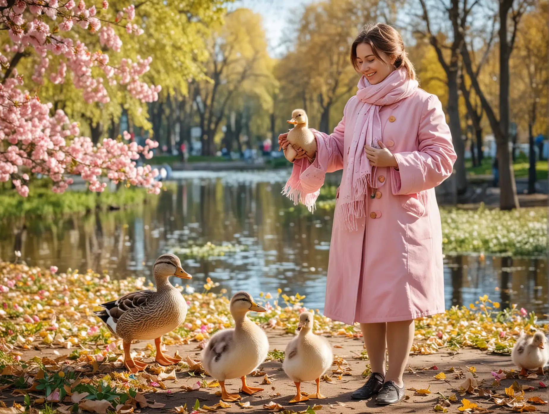 Anthropomorphic-Duck-Family-in-Spring-Park-of-Saint-Petersburg