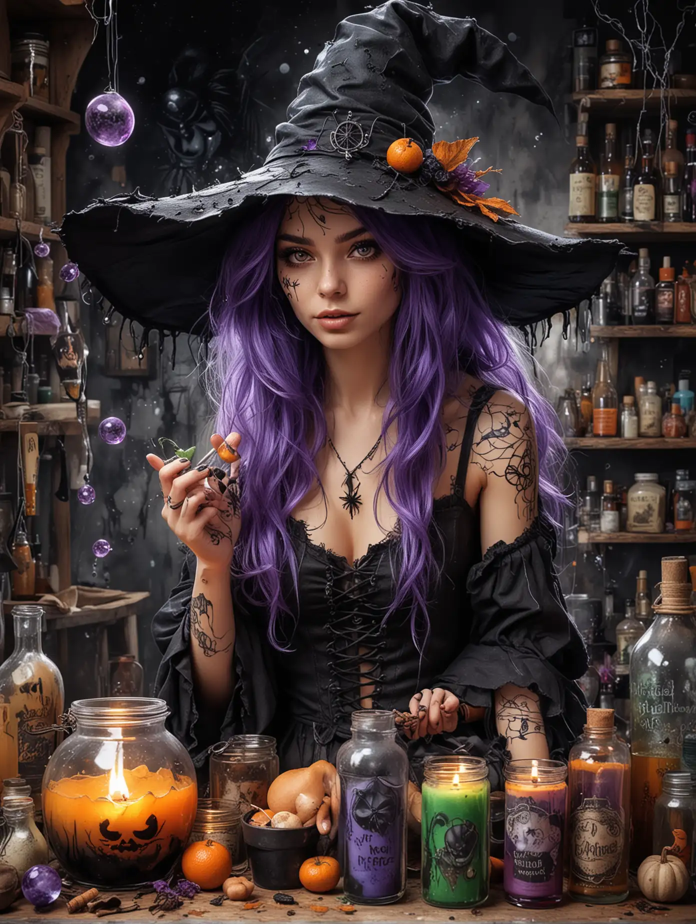 Fantasy-Witch-Brewing-Magic-Potion-in-Dilapidated-Kitchen