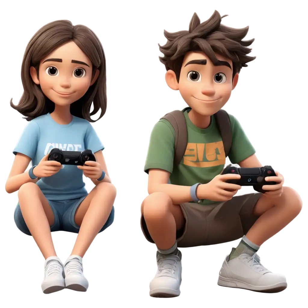 Cartoon-of-a-Boy-and-Girl-Playing-Playstation-PNG-Image-for-Digital-Creations