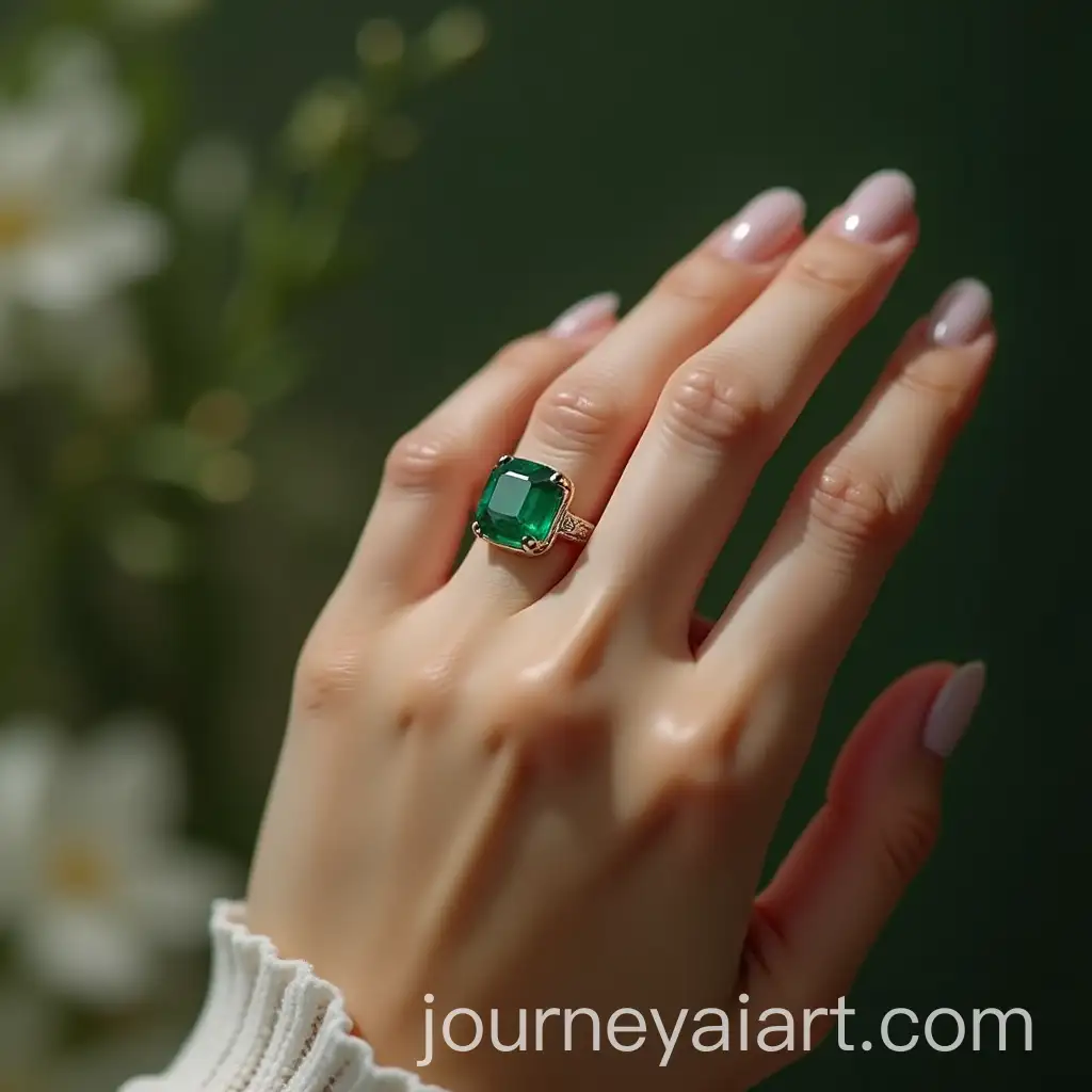 UltraLuxury-Womens-Emerald-Ring-with-Silver-Base-in-Elegant-Display