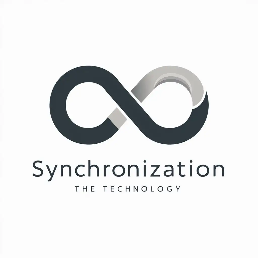 a logo design,with the text "Synchronization", main symbol:Infinity symbol,Minimalistic,be used in Technology industry,clear background