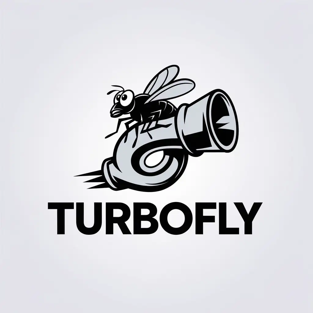 LOGO Design for TurboFly Cartoony Fly Coming Out of Turbocharger for Entertainment Industry