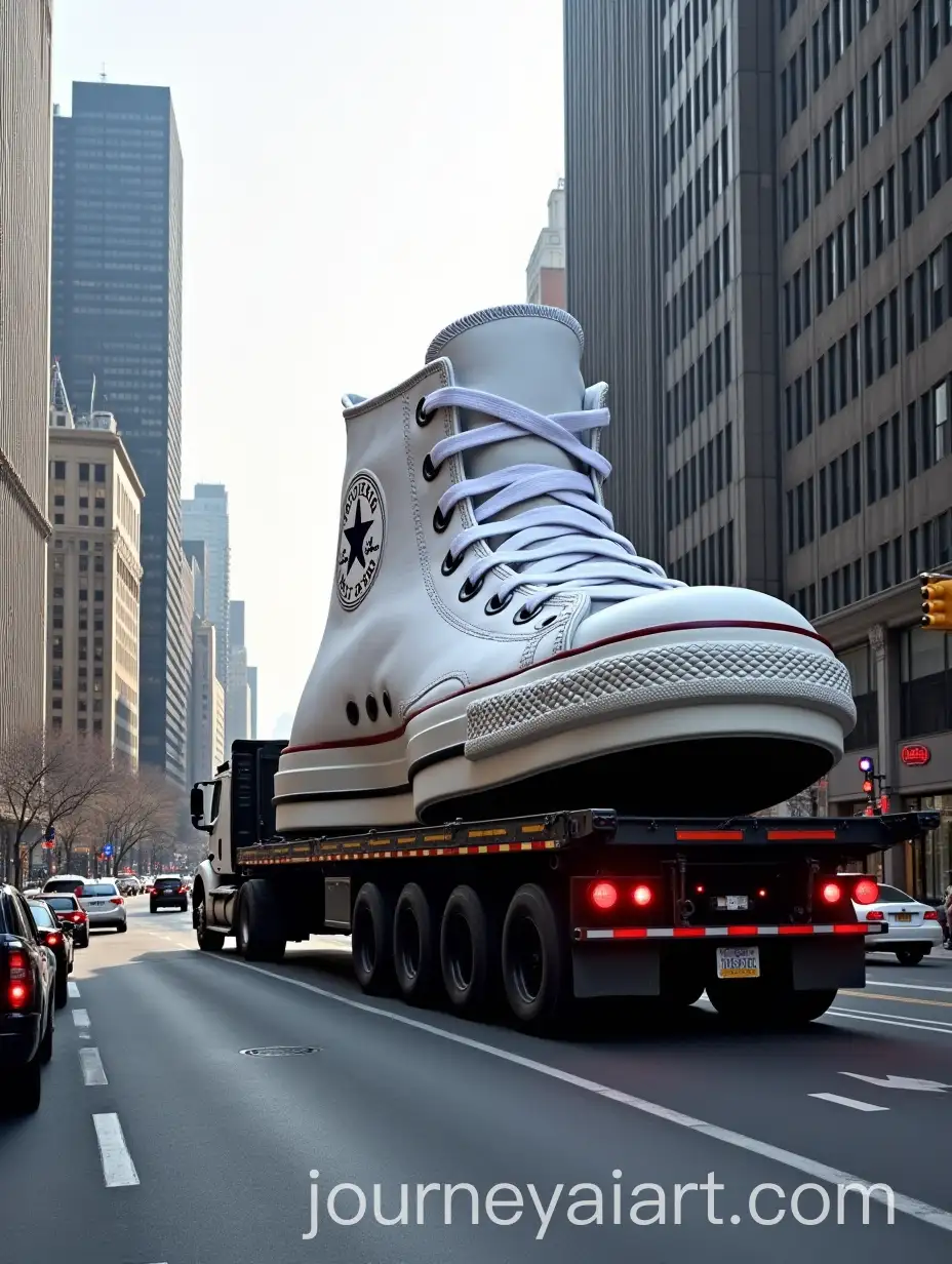 Giant-Converse-Sneaker-on-a-Flatbed-in-the-City-Streets