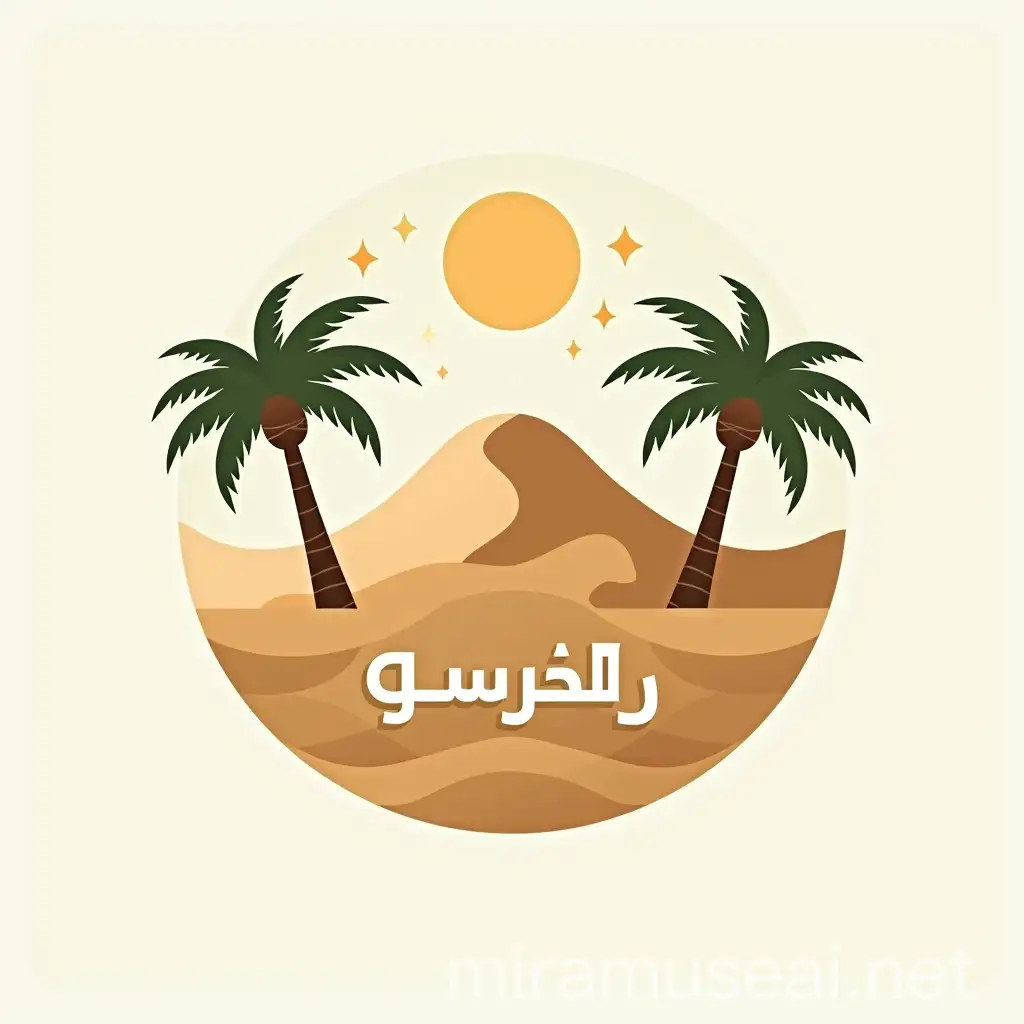 Stylized Dune with Geometric Patterns and Palm Trees in Arabic Calligraphy