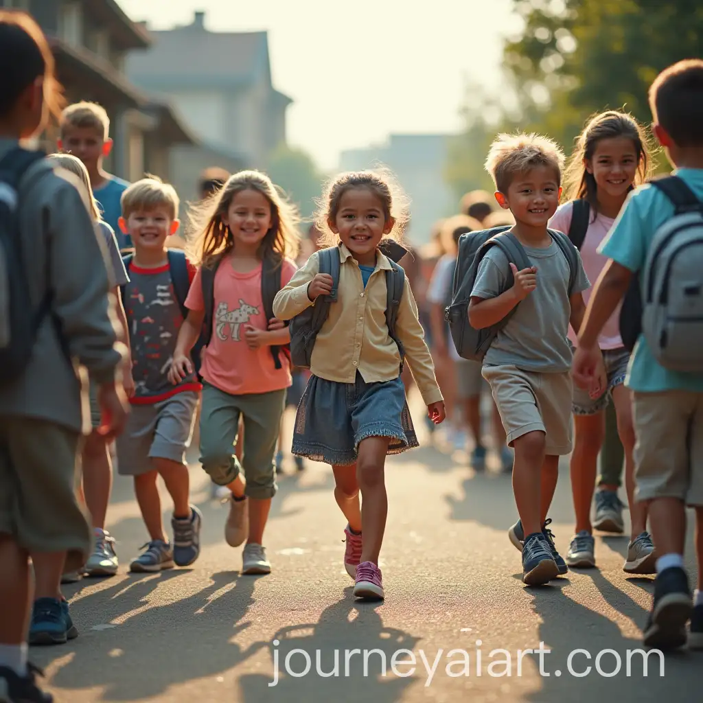 Children-Entering-School-with-Backpacks-on-a-Bright-Morning