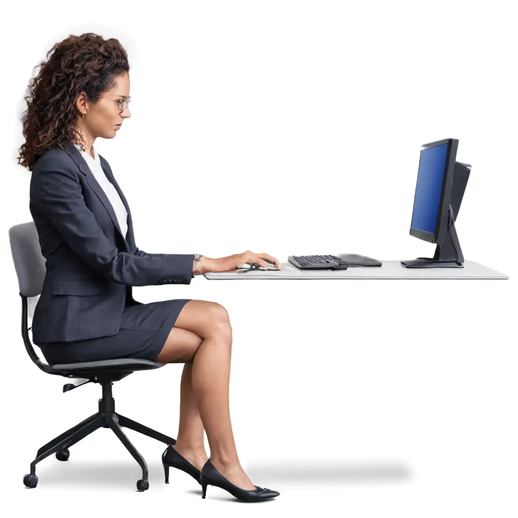 Secretary-Using-Computer-PNG-Image-for-Professional-and-Creative-Uses