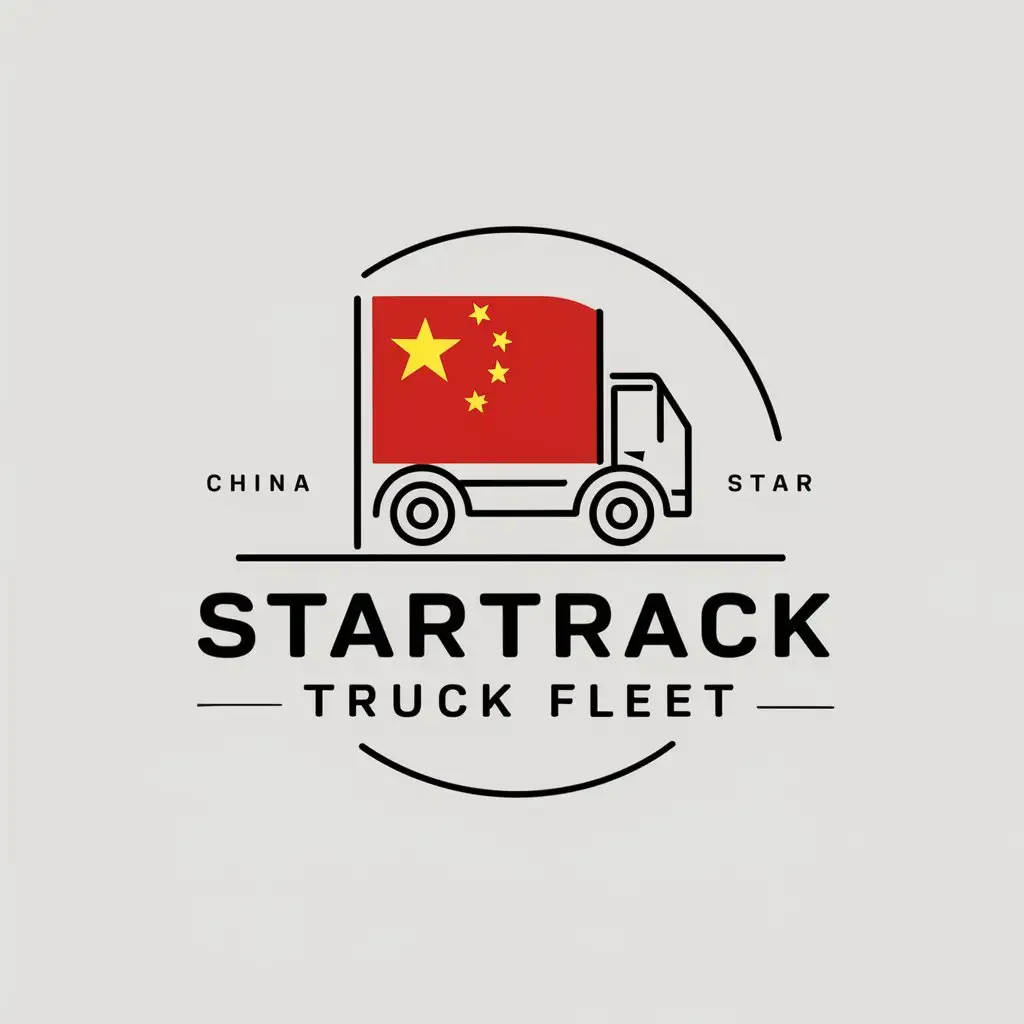 a vector logo design,with the text "China Startrack Truck Fleet", main symbol:China national flag,Minimalistic,clear background