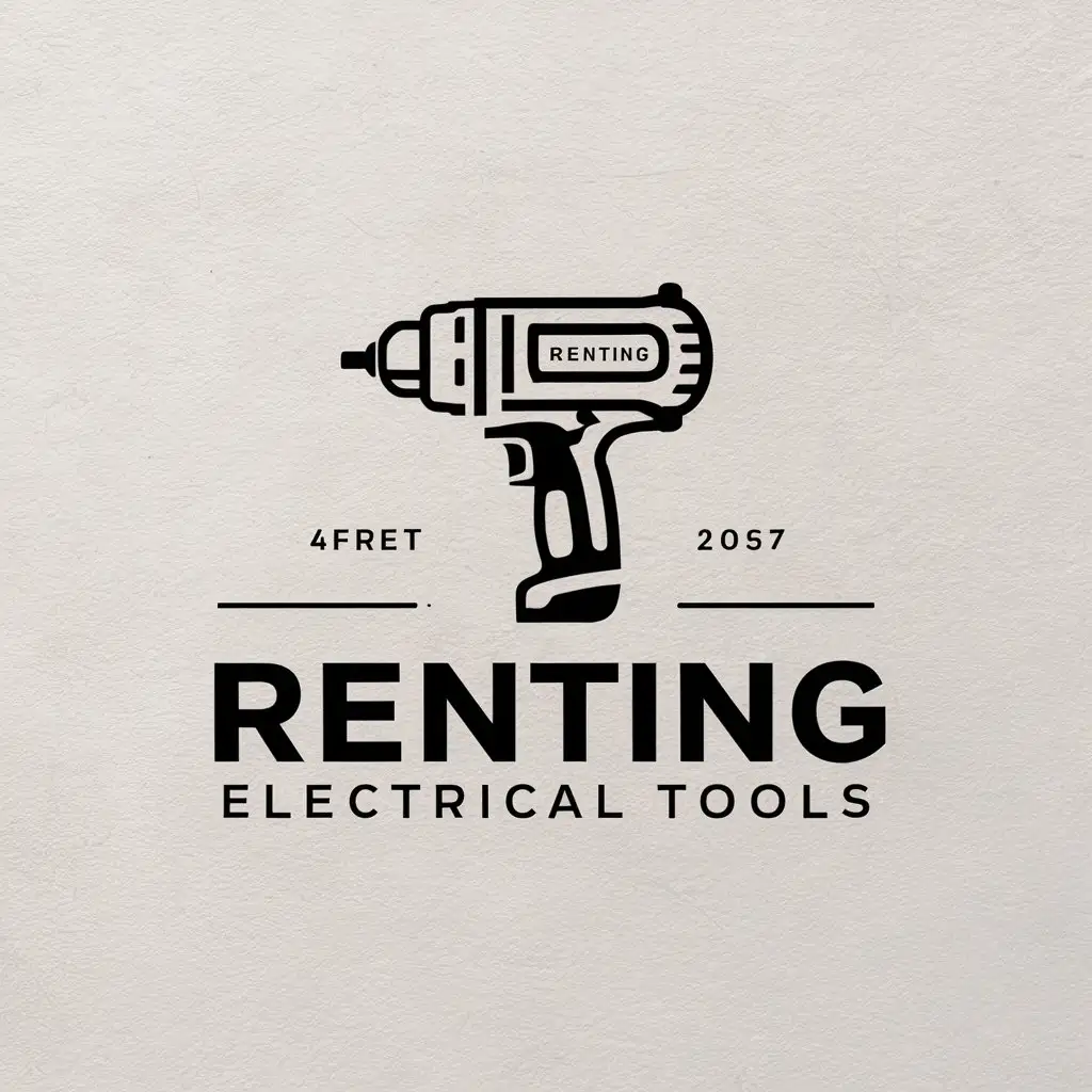 a vector logo design,with the text "Renting electrical tools", main symbol:drill,Moderate,be used in Construction industry,clear background