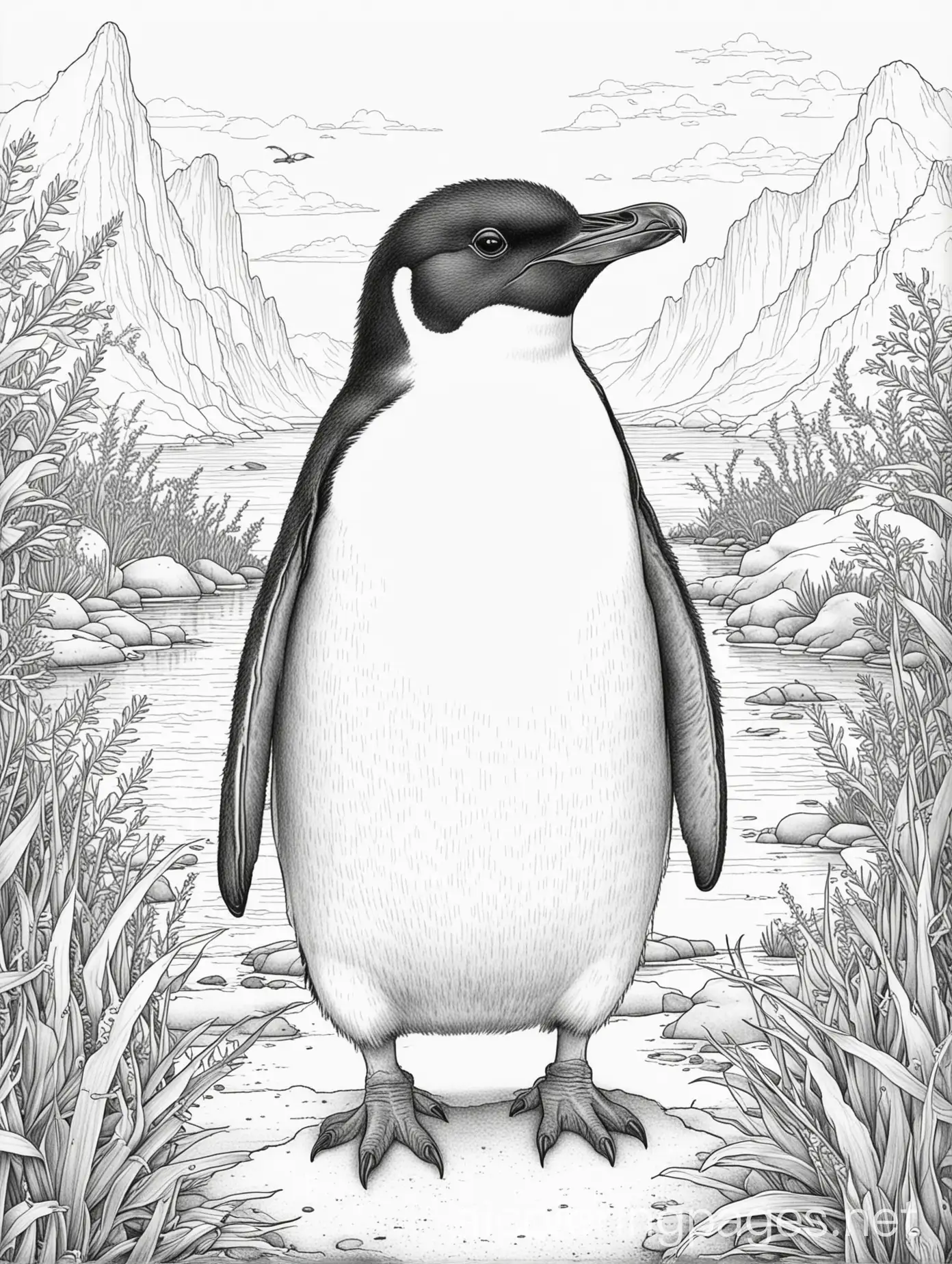 Adult-Fairy-Penguin-Habitat-Coloring-Page