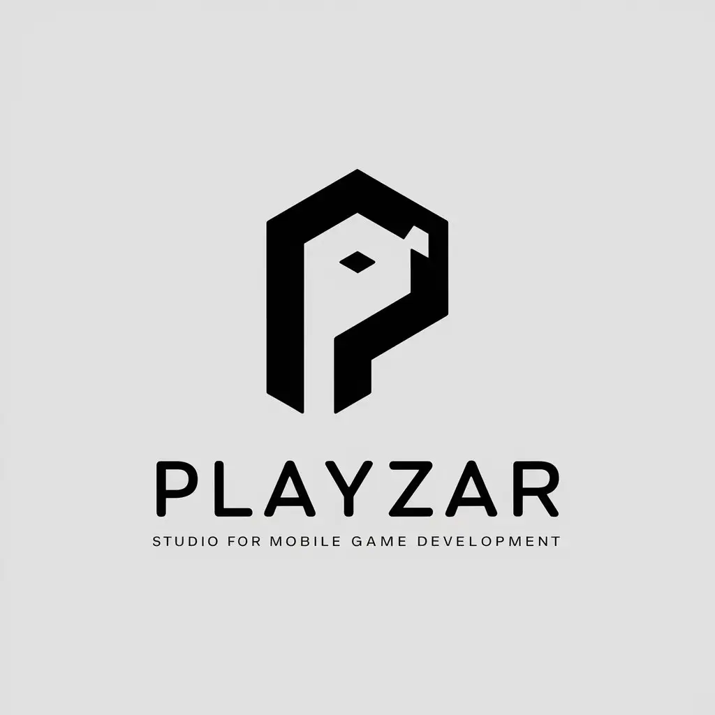 a vector logo design,with the text "studio for mobile game development PlayZar", main symbol:studio developing mobile games PlayZar,Minimalistic,be used in Entertainment industry,clear background