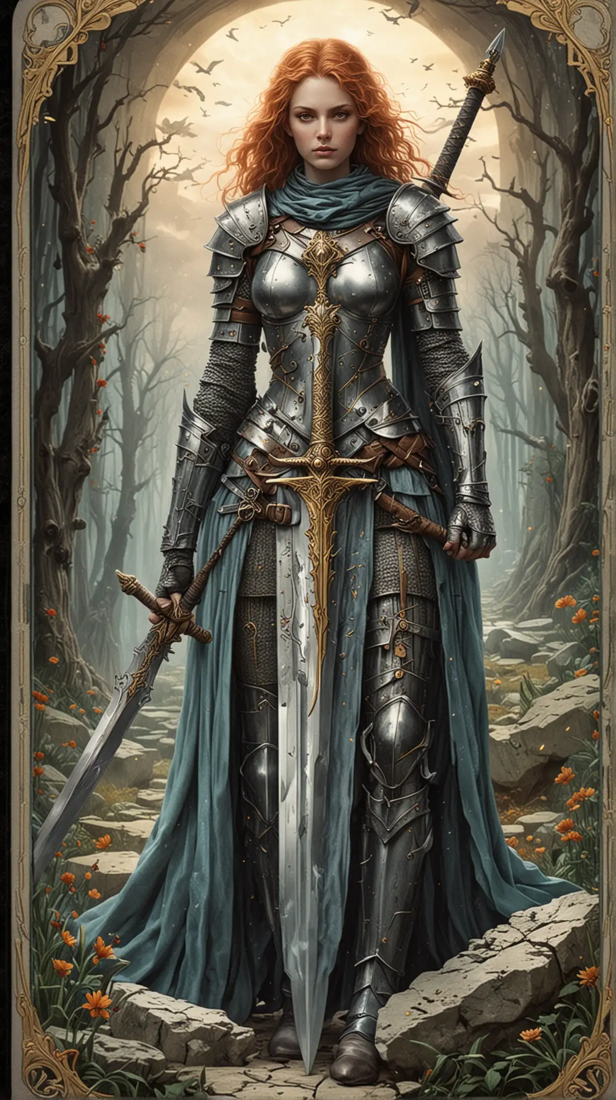 Beautiful and Mystical Tarot Card with a Suit of Swords