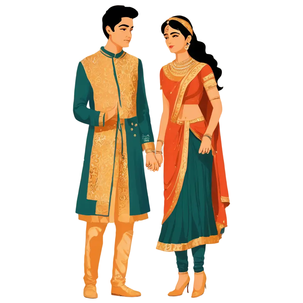 Stunning-Indian-Wedding-Couple-Illustration-PNG-for-Unmatched-Visual-Appeal