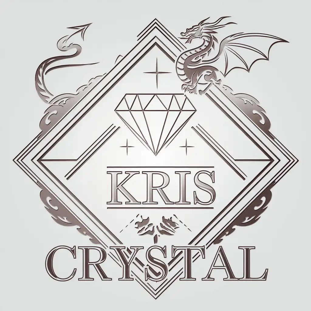 LOGO Design for KRIS CRYSTAL Diamond Crystal and Flying Dragon Symbol for Retail Industry