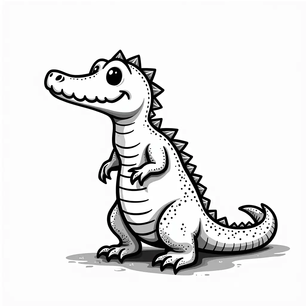Stylized-Black-and-White-Vector-Image-of-a-Crocodile