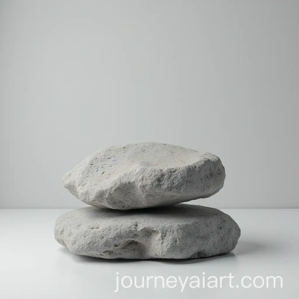Minimalist-Gray-Rock-Display-on-Plain-Background